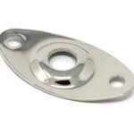 Vintage Forge Nickel Oval Jack Plate for Guitar and Bass with Screws Curved Metal Indented Football Shape JPF20-NKL