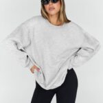 Trendy Queen Sweatshirts for Women Hoodies Oversized Crewneck Tops Sweaters Comfy Fall Winter Outfits Clothes 2025 Fashion Grey XL