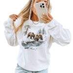 Vintage Grizzly Bear Wilderness Scene Sweatshirt – 90s Vintage Brown Bear Sweatshirt – Scenic Winter Nature Sweater – Unisex Graphic Crewneck Sweatshirt