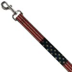 Buckle-Down Dog Leash Vintage US Flag Stretch 4 Feet Long 1.0 Inch Wide, Multi Color (DL-W32210)