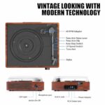 Vinyl Record Players Vintage Turntable for Vinyl Records with Speakers Belt-Driven Turntables Support 3-Speed, Bluetooth Wireless Playback, Headphone, AUX-in, RCA Line LP Vinyl Players