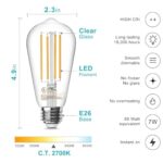 TJOY Edison Light Bulbs 60W Equivalent, Dimmable Vintage LED Light Bulbs, E26 Medium Base, Warm White 2700K, ST58, 8W, 800LM, 80+ CRI, Antique Decorative Filament LED Bulb, Clear Glass, 6 Pack