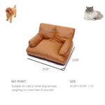 Craoopii Pet Sofa Bed, Vintage Cat Dog Faux Leather Sofa with Non-Slip Bottom for Dogs Cats (Brown)