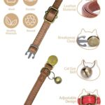 Vintage Style Leather Breakaway Cat Collar – Adjustable, Durable, Retro Bell – Suitable for All Types of Cats and Small Dogs (Brown)