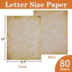 80 Sheets Vintage Paper, 8.5″ x 11″ Antique Stationary Paper for Writing, Letter Size Printer Paper, Double-sided Aged Parchment Paper for Printing, Decorative Old Look Paper for Invites Resume