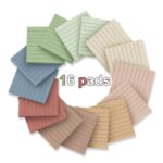 (16 Pack) Lined Sticky Notes 3×3 in Post Ruled Stickies Super Sticking Power Memo Pads Vintage Colors