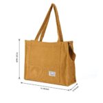 Vintage Casual Corduroy Tote Bags Women Hobo Crossbody Bag Purse for Women Travel Shoulder Bags Handbags Eco Bag (Large, Khaki)