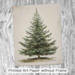 Vintage Christmas Tree, Pine Tree Vintage Print, Holiday Decor, Rustic Winter Tree Print, Botanical Winter Art, Christmas Tree Wall Decor (11×14 inch Print Unframed)