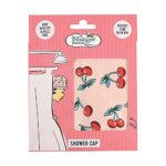 The Vintage Cosmetic Company Cherry Shower Cap, Lightweight and Elasticated Waterproof Cap, Keeps Hair Dry and Frizz Free, Reusable Shower Cap for Women, Retro Cherry Design