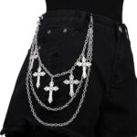 Punk Pants Chain Hip Hop Cross Sword Star Rivet Charm Layered Jeans Chains Wallet Chain Vintage Rock Chains for Women Men Halloween Jewelry Clothing Accessories (Cross1)