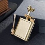 2 in 1 Lighetr Permanent Match Antique Style Lift Arm Kerosene Lighter with Permanent Match (Bronze)