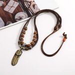 Beulous Men Leather Necklace Vintage Style Double Layers Braided Leather Tribal Necklace Boho Hipppie Beaded Artificial Feather Pendant Necklace for Daily Use