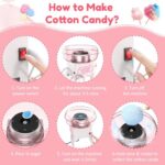 Cotton Candy Machine, Mini Cotton Candy Maker Machine for Kids with Sugar Scoop, Easy & Safe to Use, Pink Vintage Portable Candy Floss Maker for Birthday, Home, Party Gatherings, Christmas Gift