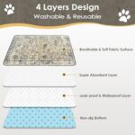 SCLOSE Washable Pee Pads for Dogs Extra Large, 72″ x 72″ Reusable Puppy Pads, Super Absorbent Dog Pads, Leakproof, Waterproof Bed Mattress, Whelping Pads, Dog Playpen Mat, Dog Crate Pad, Vintage