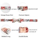 Elegant little tail Vintage Floral Dog Collar with Bow, Comfotable Dog Bowtie, Dog Collar Bow Adjustable Dog Collars for Small Medium Large Dogs