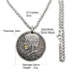 ApinJe Vintage Skull Pendant Coin Necklace Steampunk Jewelry for Men Stainless Steel Chain 27.5 Inches