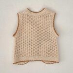 HOOLCHEAN Baby Girls Embroidered Cotton Vintage Sweater Vest Knitted Cardigan (Beige, 80: 12-18 Months)