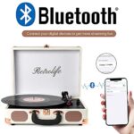 Turntable Vinyl Record Player 3-Speed Suitcase Portable Belt-Driven Record Player with Built-in Speakers RCA Line Out AUX in Headphone Jack Vintage White