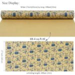 Christmas Wrapping Paper Roll, Vintage Kraft Wrapping Paper, 17 Inch x 49 Feet, Xmas Balls, Santa’s Hat, Bell, Pine Branch Design Gift Wrapping Paper for Xmas New Year Winter Holiday (69.4 sq.ft.ttl)