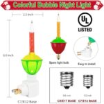 Multi-Color Christmas Bubble Light Night Lights,2 Vintage Bubble Light Bulbs with Multicolor Liquid 5W C7/ E12 Candelabra Base, 1 Pack