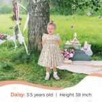 KOGWER Toddler Girl Dress Toddler Floral Spring Summer Dress Smocked Baby Girl Clothes Vintage Flutter Sleeve Dress 3T